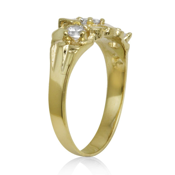10KT Yellow Gold and Cubic Zirconia Nugget Ring. Size 5