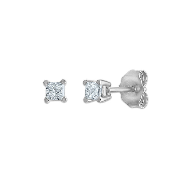 EcoLove 1/4 CTW Princess Cut Lab Grown Diamond Stud Earrings in 10KT White Gold