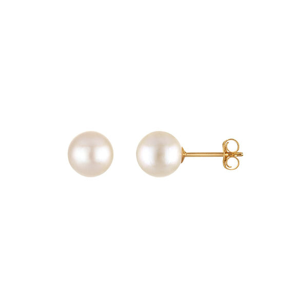 6MM Pearl Stud Earrings in 14KT Yellow Gold