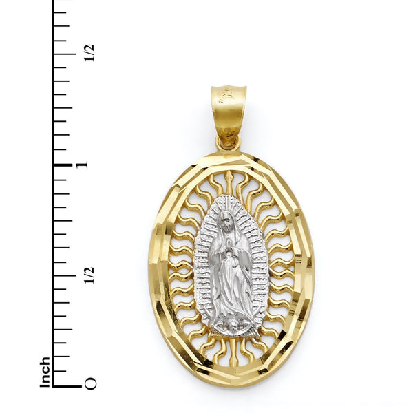 10KT Yellow Gold 31.8X17.3MM Our Lady Of Guadalupe Pendant-Chain Not Included