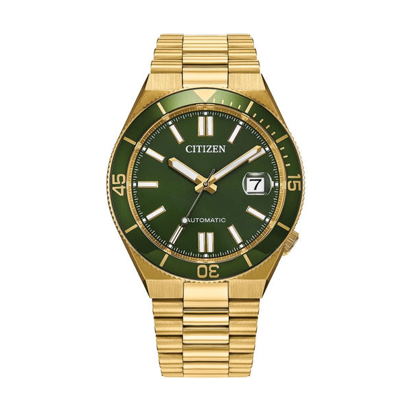 Citizen with 40X40 MM Green Round Dial Stainless Steel Watch Band; NJ0232-53X Tsuyosa