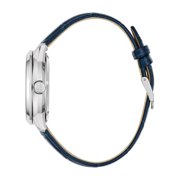 Bulova Silvertone Dial  Leather Strap Sutton.  96A330