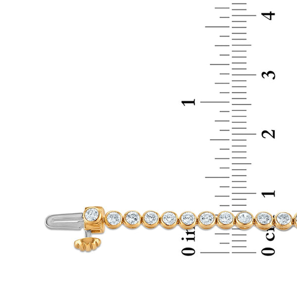 Red Hot Deal 3 CTW Round Lab Grown Diamond  7-inch Bezel Set Tennis Bracelet in 10KT Yellow Gold