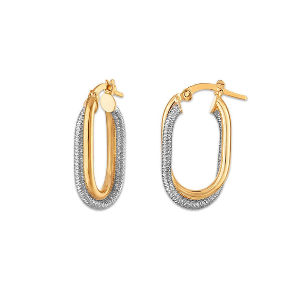 10KT Two-Tone Gold Hoop Fashion Earrings