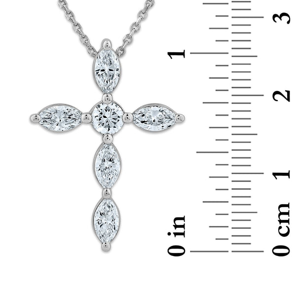 Sterling Silver 1 CTW Lab Grown Diamond 18-inch Cross Pendant