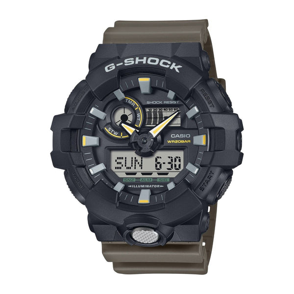 G-Shock with 57X53 MM Black Round Dial Resin Band Strap; GA710TU-1A3