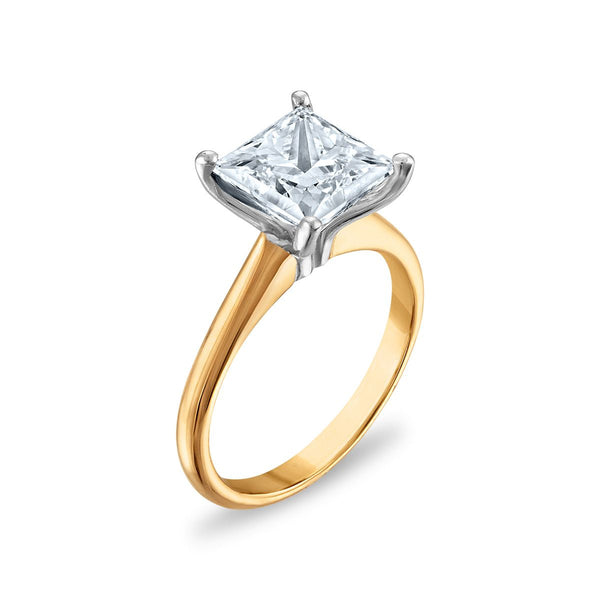 Signature Certificate 8X EcoLove 3 CTW Princess Cut Lab Grown Diamond Solitaire Engagement Ring in 14KT Yellow Gold