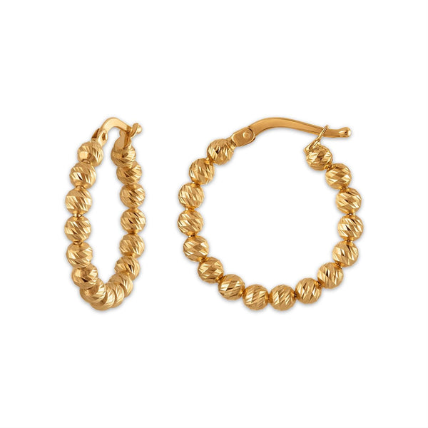 14KT Yellow Gold 15MM Beaded Hoops