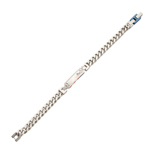Inox Stainless Steel Curb Patriotic EST 1776 Bracelet