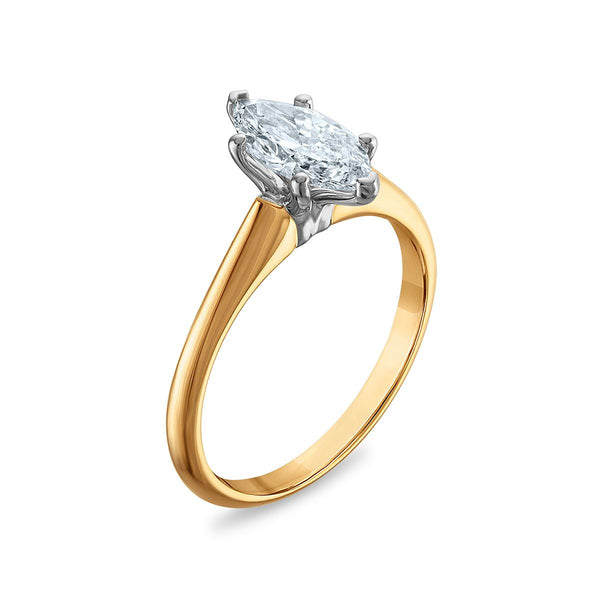 Signature Certificate 8X EcoLove 1 CTW Marquise Lab Grown Diamond Solitaire Engagement Ring in 14KT Yellow Gold