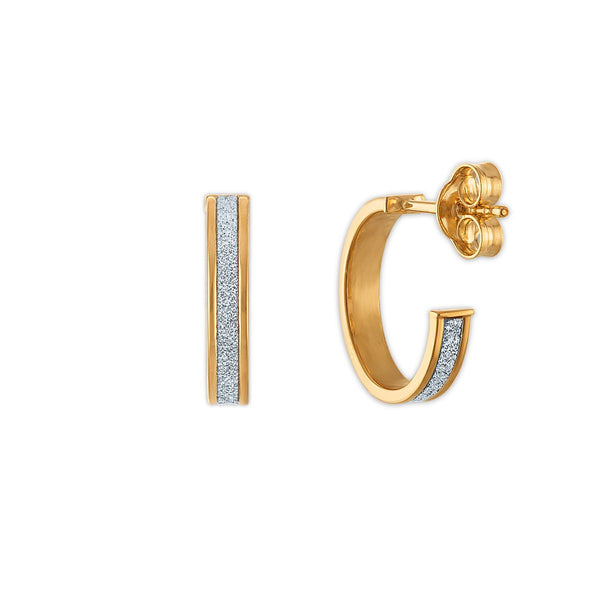 10KT Yellow Gold Glitter Hoop Earrings