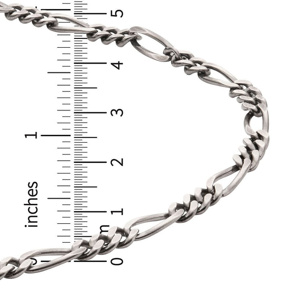 Inox 24-inch 5.5MM Sterling Silver Brushed Satin Finish Figaro Chain