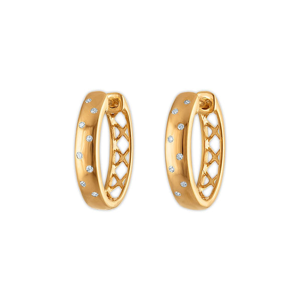 Natural Diamond Accent Hoop Earrings in Gold Plated Sterling Silver