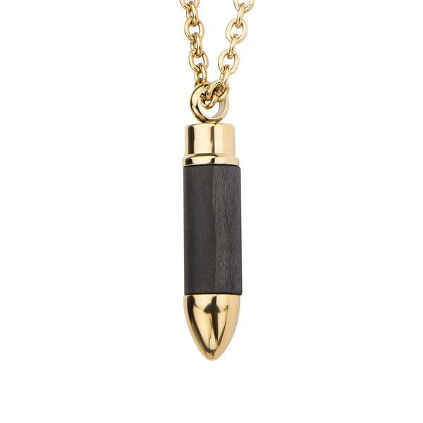 Inox Gold IP Stainless Steel  and Carbon Graphite 22-inch Bullet Pendant