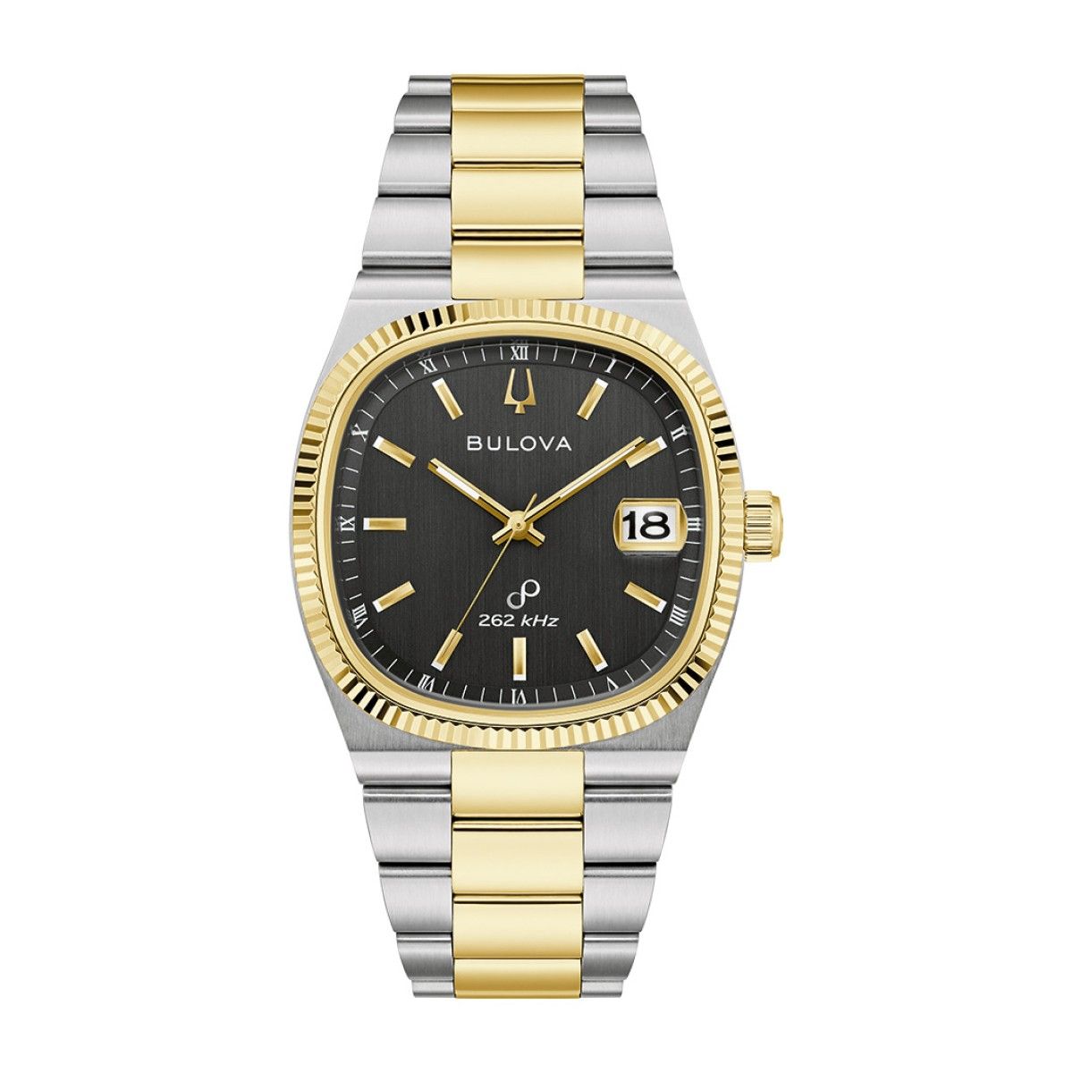 Bulova Black Dial  Stainless Steel Bracelet Super Seville.  98B458