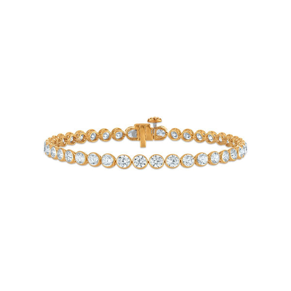 Red Hot Deal 7 CTW Round Lab Grown Diamond 7-inch Bezel Set Tennis Bracelet in 10KT Yellow Gold