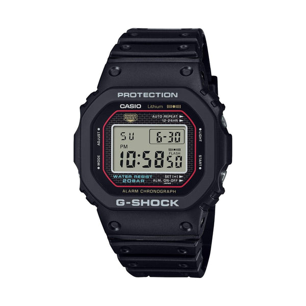 G-Shock with 48X42 MM Grey Rectangular Dial Resin Band Strap; DW5000R-1A