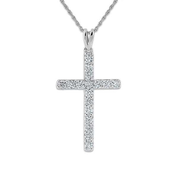 Sterling Silver 1/2 CTW Lab Grown Diamond 18-inch Cross Pendant