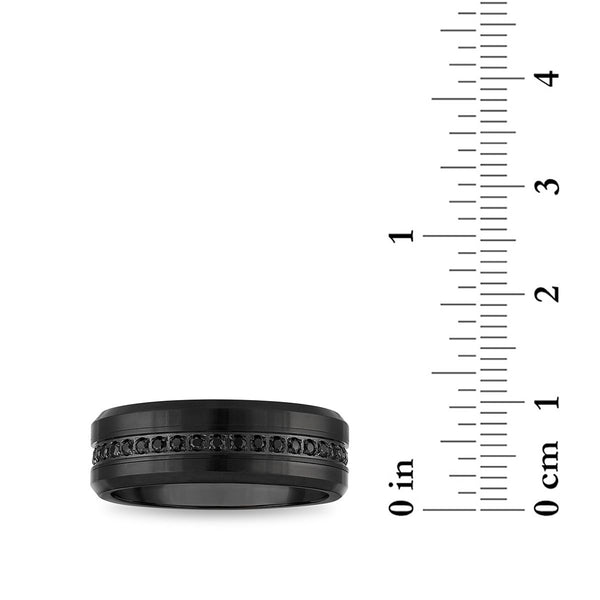 5/8 CTW Treated Natural Black Diamond Eternity Band in Black Tungsten. Size 12