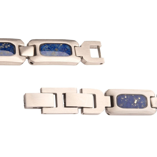 Inox Stainless Steel Lapis Lazuli Stone Inlay 8.5-inch Bracelet