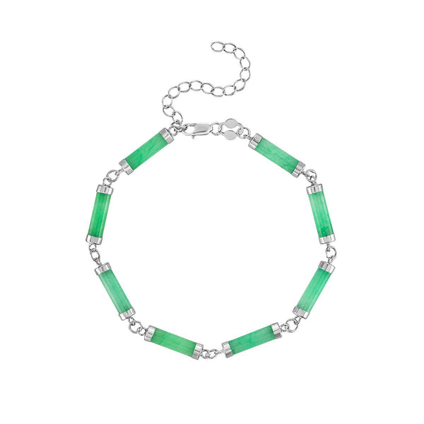 7.5-inch Barrel Jade Bracelet in Sterling Silver