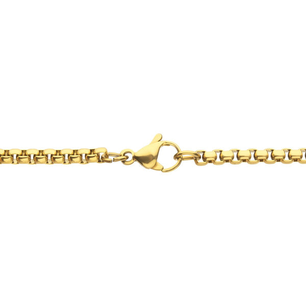 Inox 18KT Gold IP Brushed Finish Stainless Steel Lab Grown Diamond Accent 24-inch Cross