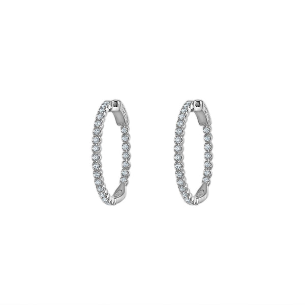 Red Hot Deal 1 CTW Lab Grown Diamond Hoop Earrings in Sterling Silver