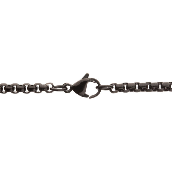 Inox Stainless Steel Black Carbon Graphite 24-inch Sepulchre Cross Pendant