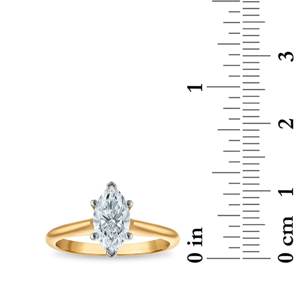 Signature Certificate 8X EcoLove 1 CTW Marquise Lab Grown Diamond Solitaire Engagement Ring in 14KT Yellow Gold