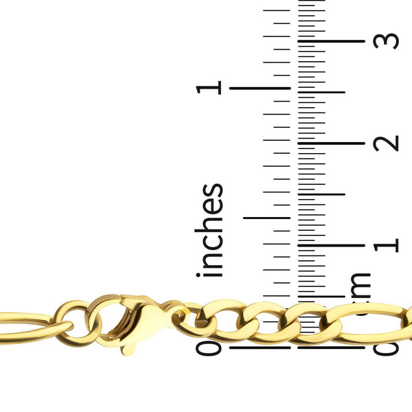 Inox 18KT Gold IP Titanium 16-inch 4.7MM Figaro Chain