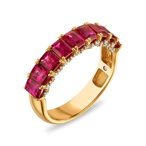 LoveSong EcoLove 4X3MM Ruby and Lab Grown Diamond Ring in 10KT Yellow Gold