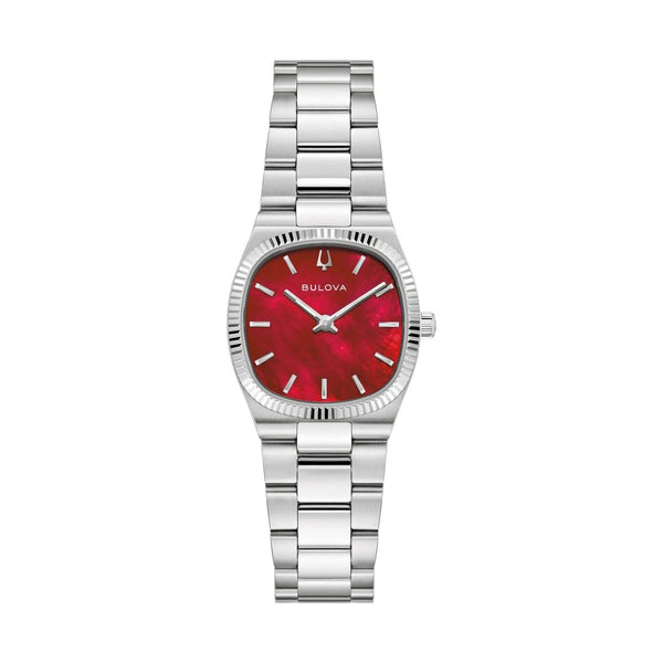Bulova with 25X25 MM Red Round Dial Stainless Steel Watch Band; 96L354 Super Seville Mini