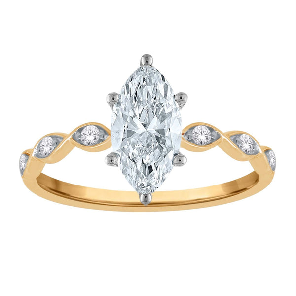 EcoLove 1-1/10 CTW Lab Grown Diamond Marquise Engagement Ring in 10KT Yellow Gold
