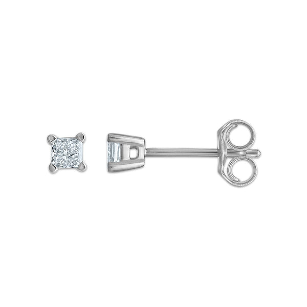 EcoLove 1/4 CTW Princess Cut Lab Grown Diamond Stud Earrings in 10KT White Gold
