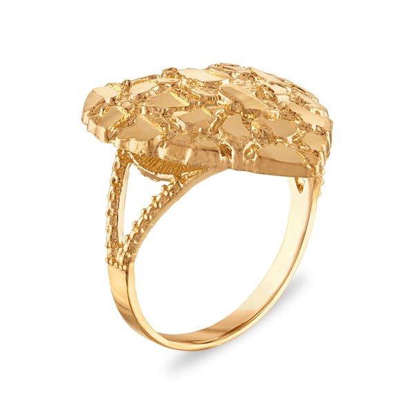 10KT Yellow Gold 19MM Heart Nugget Ring