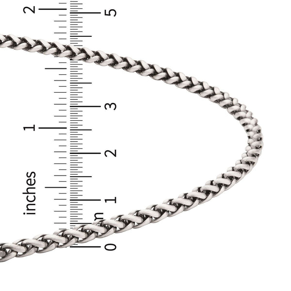 Inox 24-inch 4MM Sterling Silver Brushed Satin Finish Wheat Chain