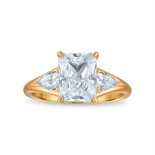 Red Hot Deal 2-5/8 CTW Lab Grown Diamond Anniversary Three Stone Ring in 10KT Yellow Gold