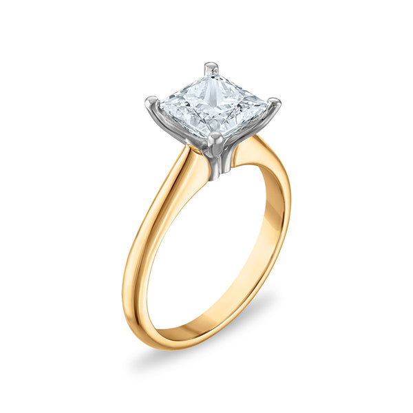 Signature Certificate 8X EcoLove 2 CTW Princess Cut Lab Grown Diamond Solitaire Engagement Ring in 14KT Yellow Gold