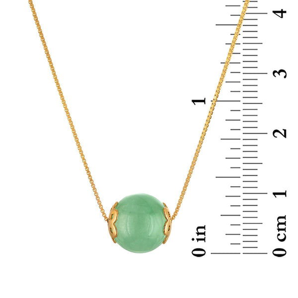 10MM Round Jade 18-inch Necklace in Yellow Gold Plated Sterling Silver