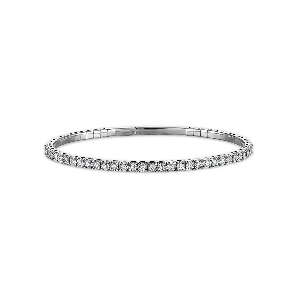 EcoLove 1 CTW Diamond Flexi Bangle Bracelet in Sterling Silver