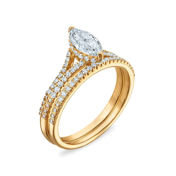 LoveSong EcoLove 1 CTW Lab Grown Diamond Bridal Set in 10KT Yellow Gold