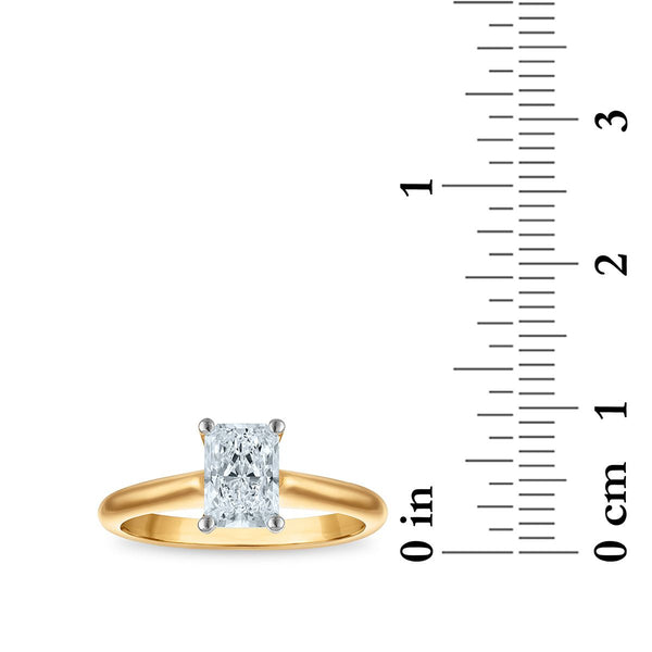 Signature Certificate 8X EcoLove 1 CTW Radiant Lab Grown Diamond Solitaire Engagement Ring in 14KT Yellow Gold