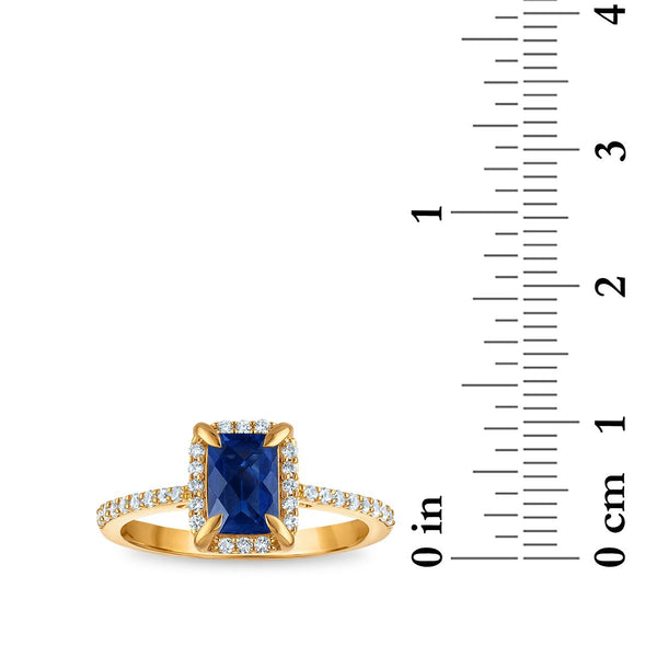 7X5MM Radiant Blue Sapphire and White Sapphire Birthstone Ring in 18KT Gold Vermeil
