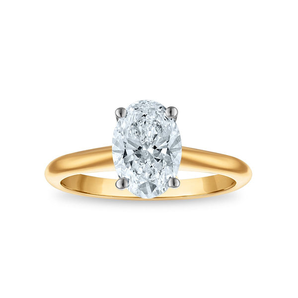 Signature Certificate 8X EcoLove 1 1/2 CTW Oval Lab Grown Diamond Solitaire Engagement Ring in 14KT Yellow Gold