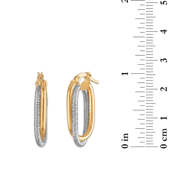 10KT Two-Tone Gold Hoop Fashion Earrings