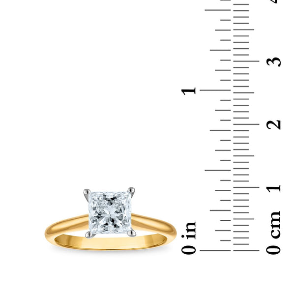 Signature Certificate 8X EcoLove 1 1/2 CTW Princess Cut Lab Grown Diamond Solitaire Engagement Ring in 14KT Yellow Gold