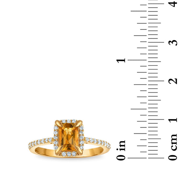 7X5MM Radiant Citrine and White Sapphire Birthstone Ring in 18KT Gold Vermeil