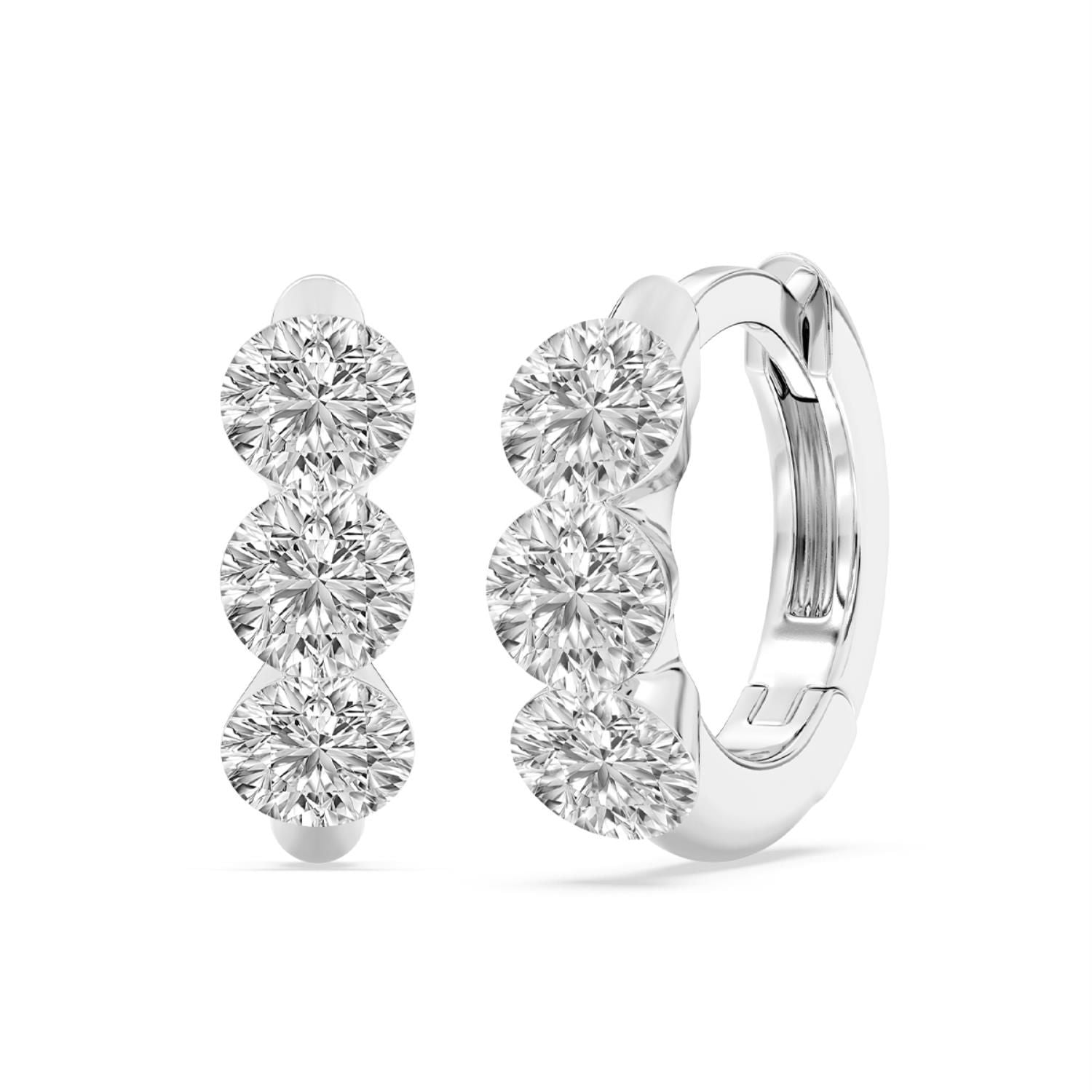 Signature EcoLove 1-1/5 CTW 100 Facet Centurion Lab Grown Diamond Hoop Earrings in 14KT White Gold