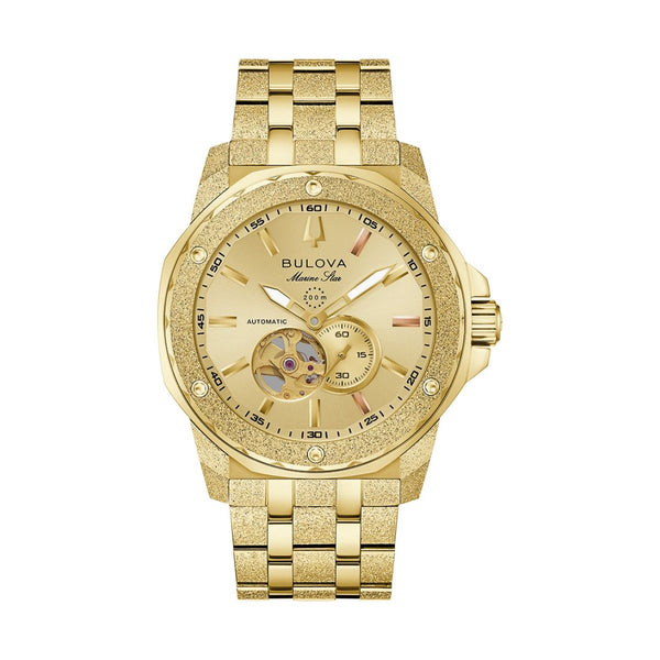 Bulova Marc Anthony with 44X44 MM Champagne Round Dial Stainless Steel Watch Band; Autumatic 97A200