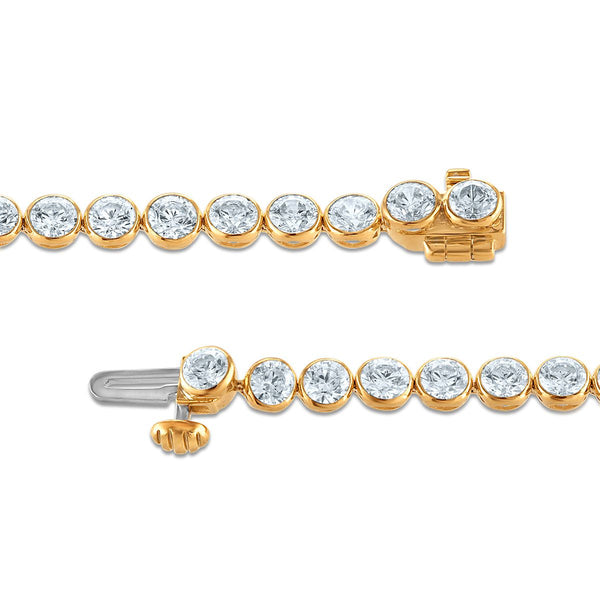 Red Hot Deal 7 CTW Round Lab Grown Diamond 7-inch Bezel Set Tennis Bracelet in 10KT Yellow Gold